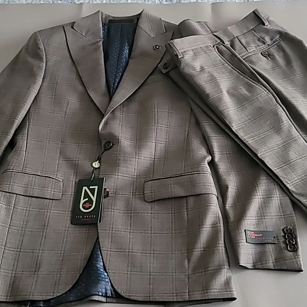 Ted Baker No Ordinary Joe Jason CT  Modern Fit Flat Front 2 Piece Suit 36R 30R